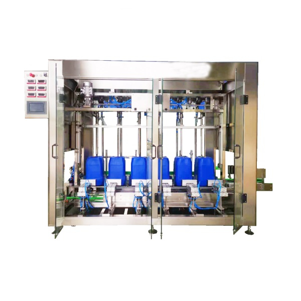 Automatic 6 Heads 25kg Big Bucket Milk Laundry Liquid Edible Oil Mineral Water Petroleum Liquid Weighing Filling Machine