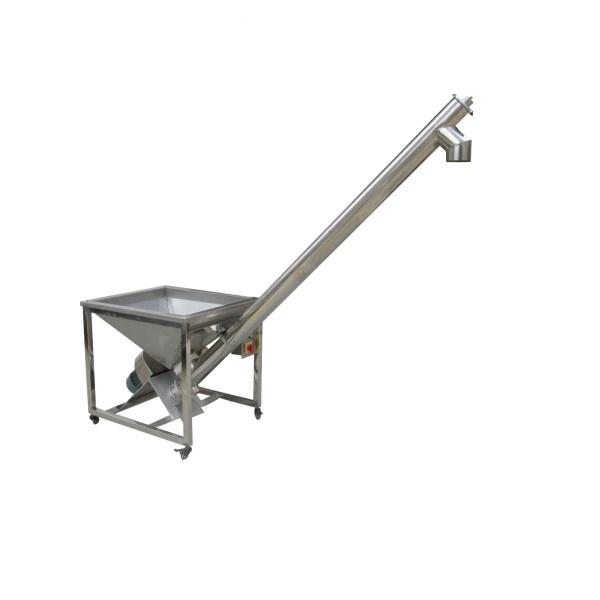 Full 304 Stainless Steel 120L Square Hopper Powder Auger Screw Feeder Inclined Screw Auger Conveyor for Powder