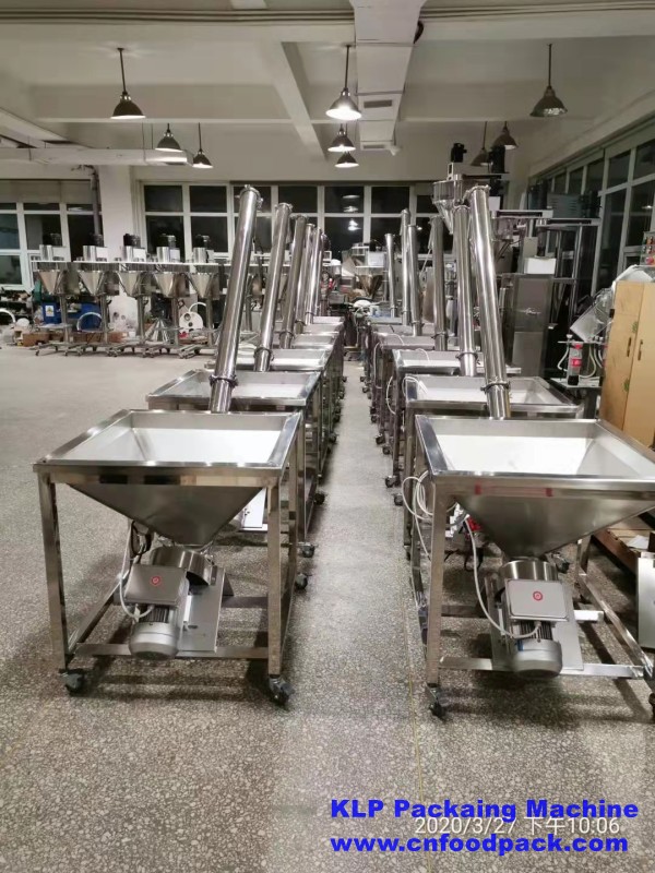 Full 304 Stainless Steel 120L Square Hopper Powder Auger Screw Feeder Inclined Screw Auger Conveyor for Powder