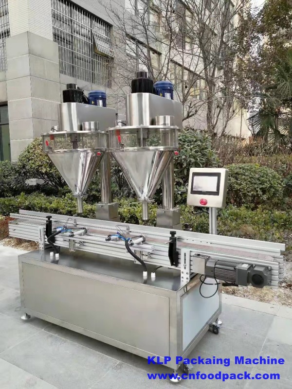Double Heads Powder Filling Machine with Conveyor Auger Filler for Spicy Milk Powder Powder Bottle Filling Machine 