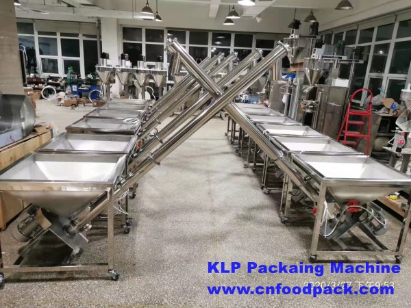 Full 304 Stainless Steel 120L Square Hopper Powder Auger Screw Feeder Inclined Screw Auger Conveyor for Powder