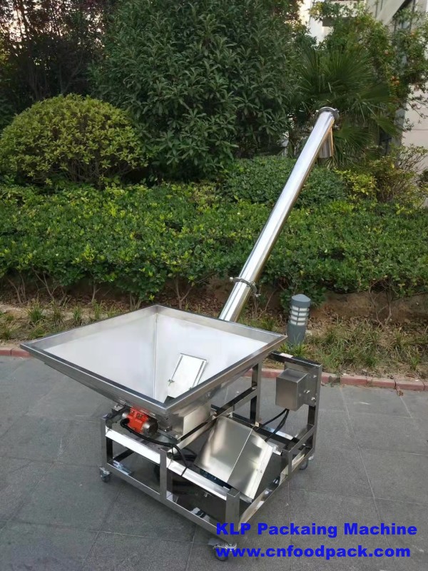 Full 304 Stainless Steel 120L Square Hopper Powder Auger Screw Feeder Inclined Screw Auger Conveyor for Powder
