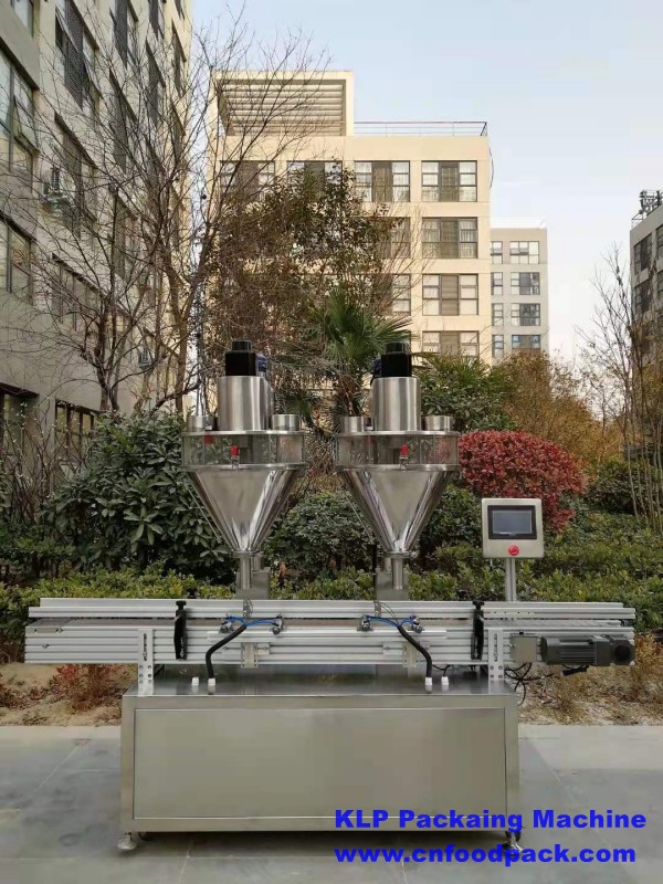 Double Heads Powder Filling Machine with Conveyor Auger Filler for Spicy Milk Powder Powder Bottle Filling Machine 
